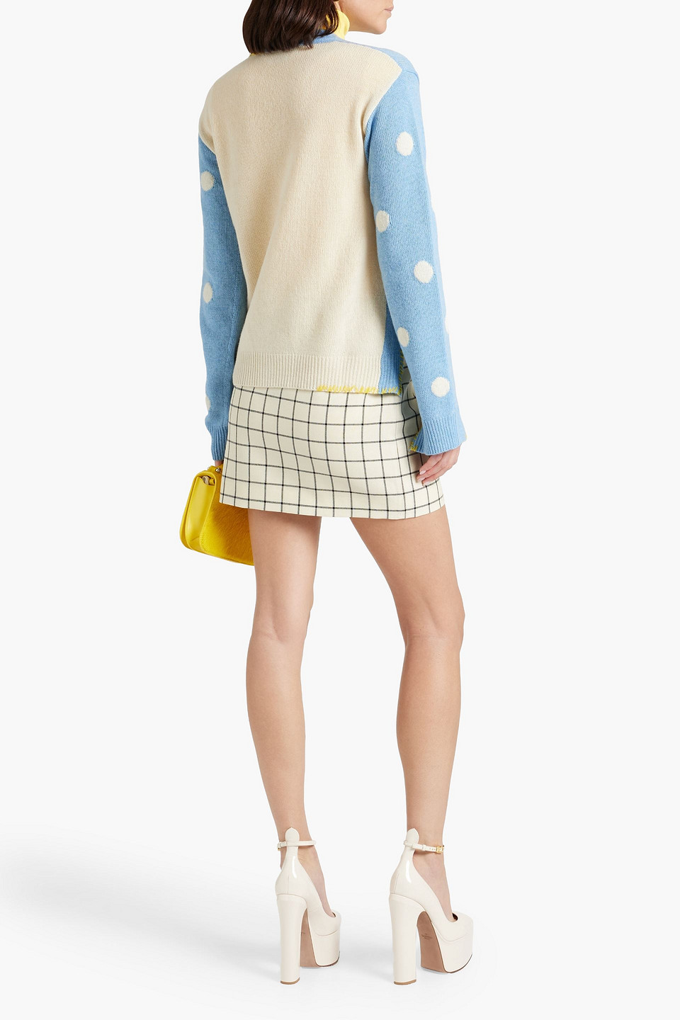 Shop Marni Checked Wool-jacquard Mini Skirt In Ivory