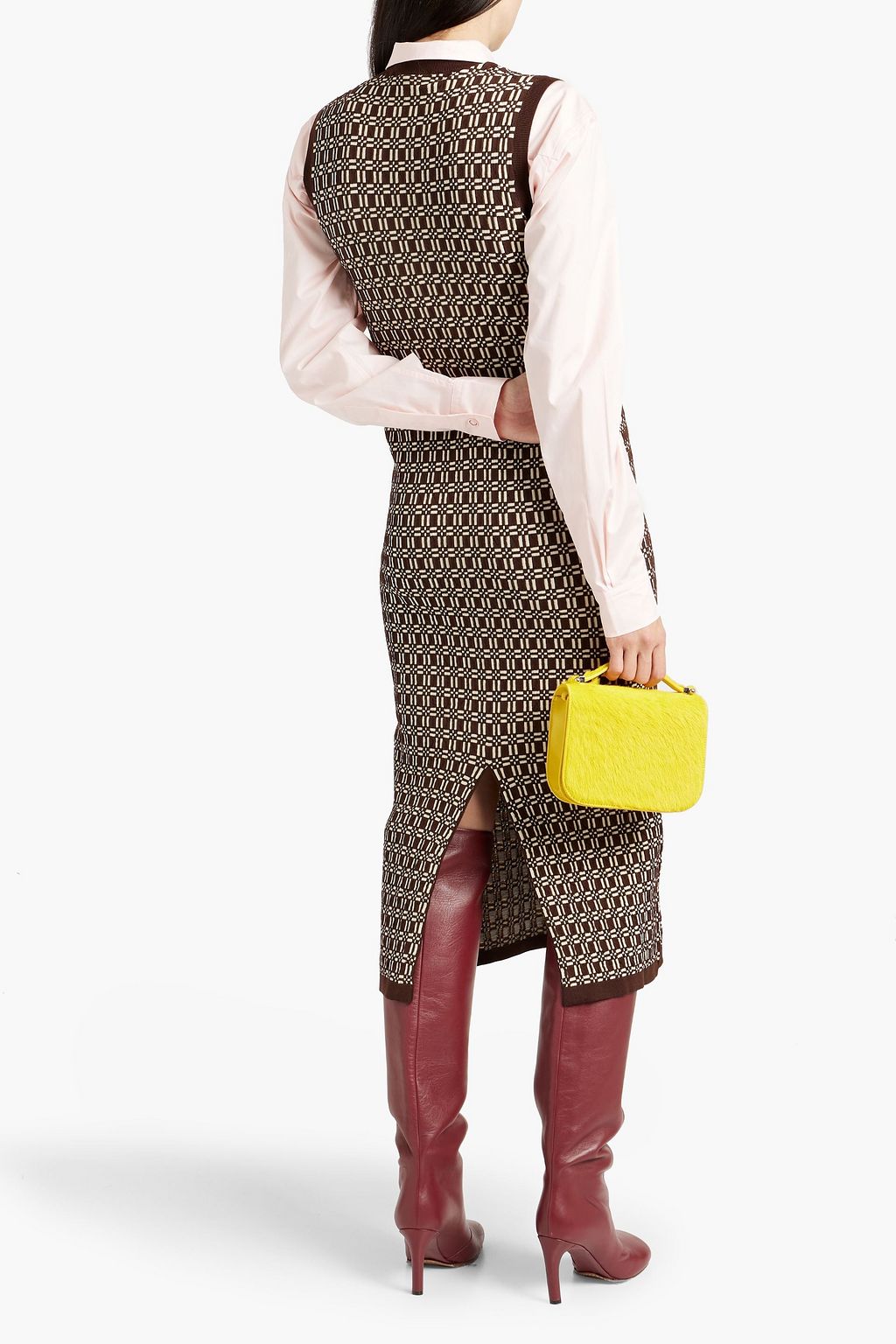 MARNI ジャカードニット ウール混 ミディワンピース