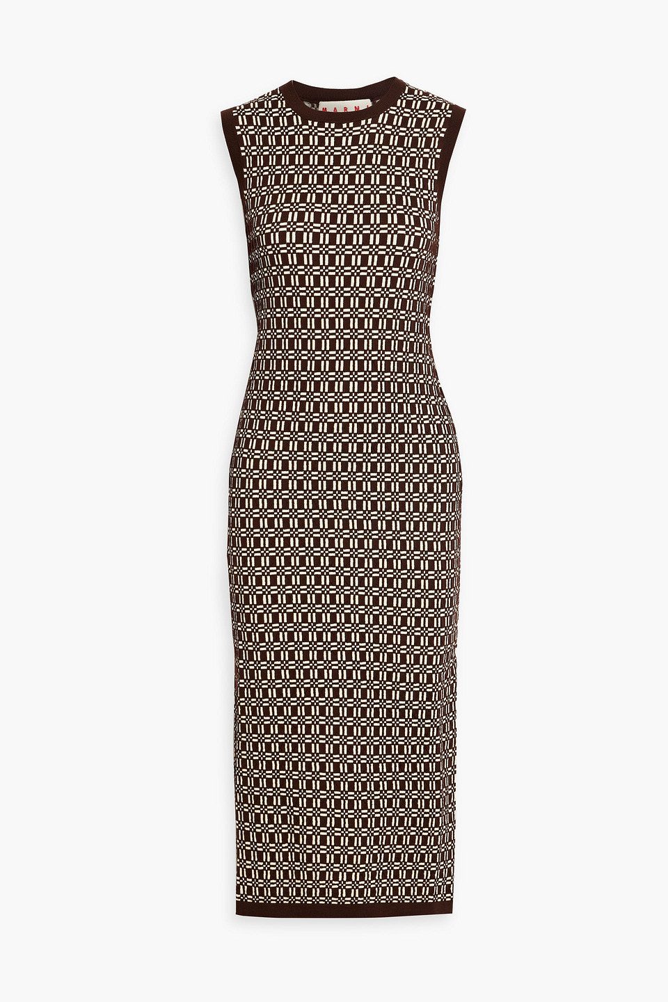 Marni Jacquard-knit Wool-blend Midi Dress In Chocolate | ModeSens Marni Jacquard-knit Wool-blend Midi Dress In Chocolate | ModeSens