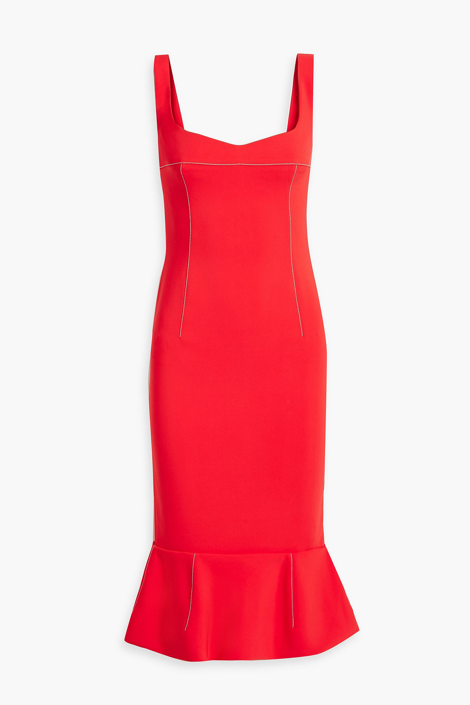 Shop Marni Fluted Cady Midi Dress In Red