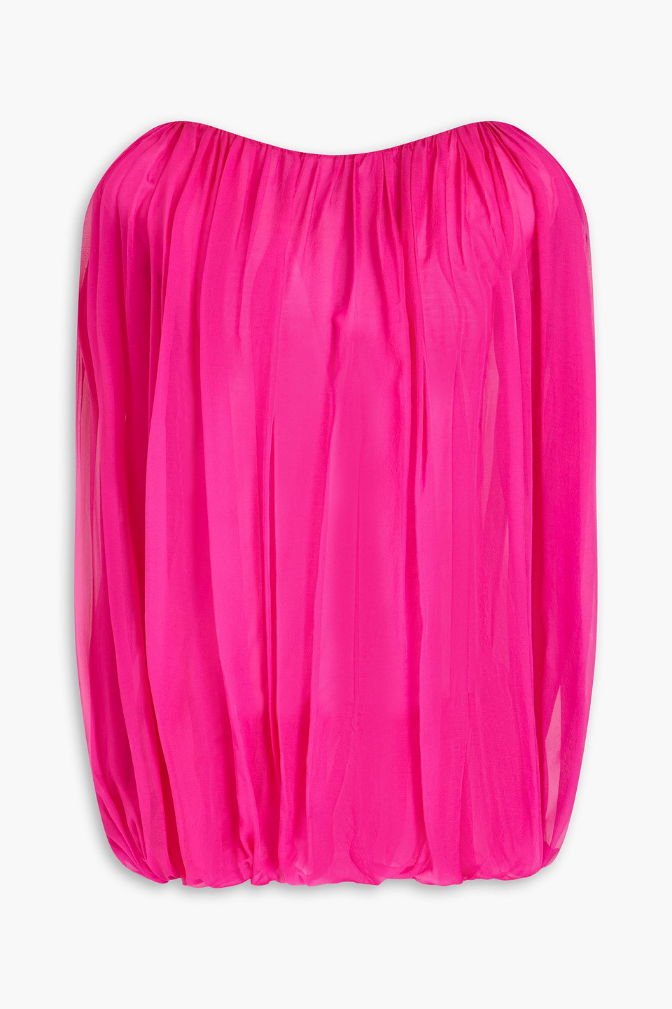 Rick Owens Gathered Silk-chiffon Top In Fuchsia