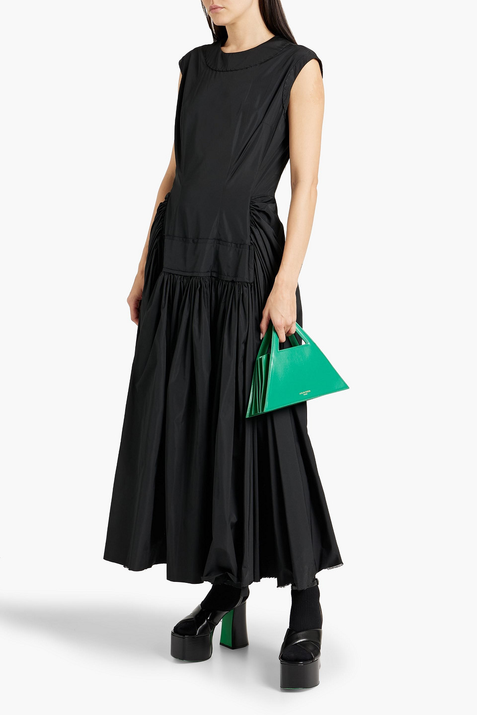 Shop Marni Taffeta Maxi Dress In Black