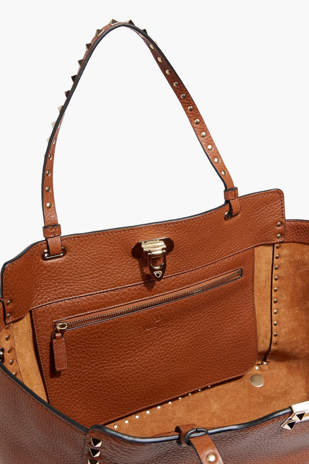 VALENTINO GARAVANI Rockstud pebbled-leather tote