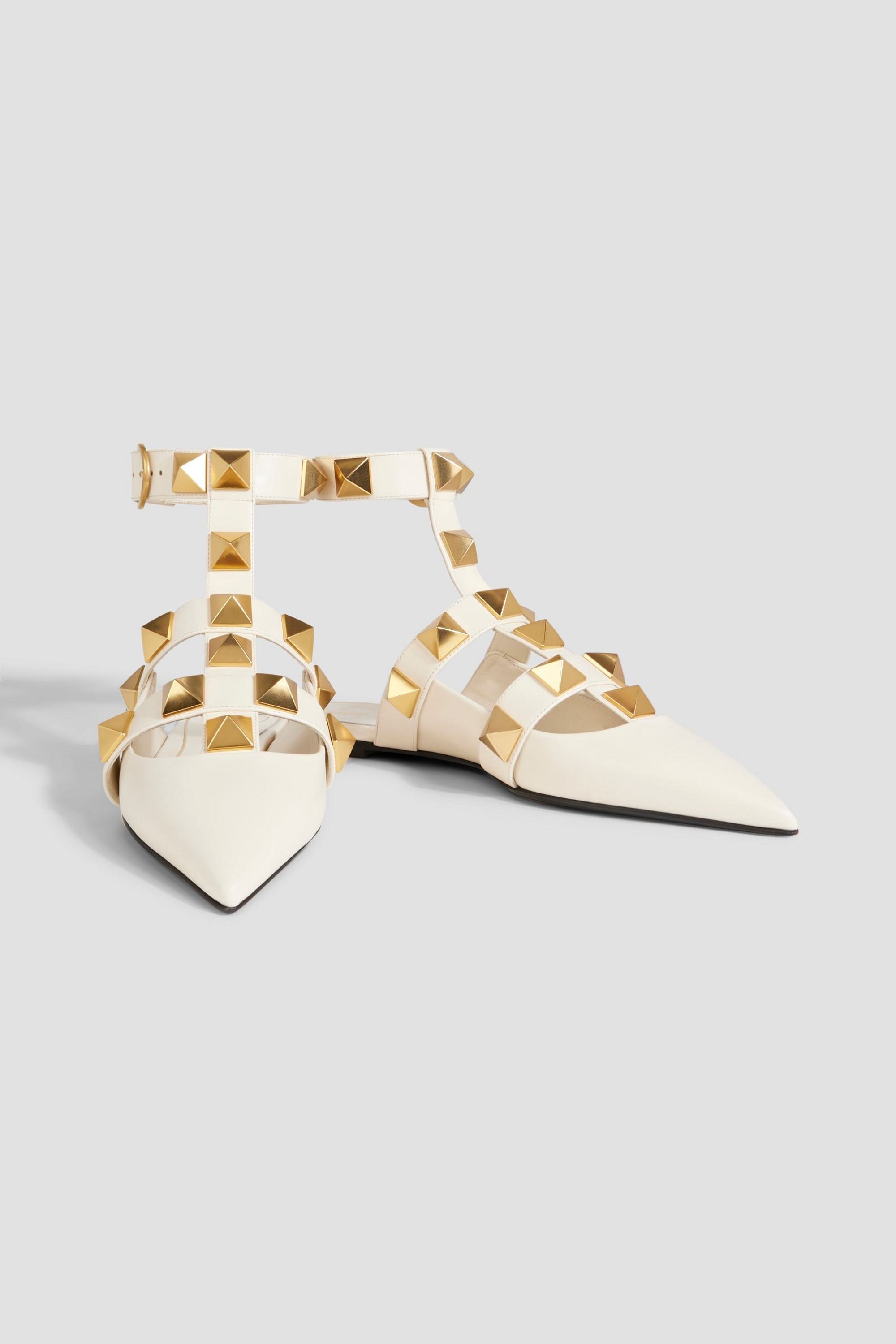 Valentino Garavani Roman Stud leather point-toe flats thumbnail