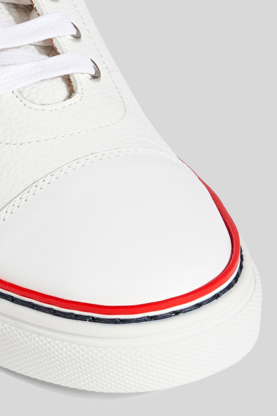 THOM BROWNE SMOOTH AND PEBBLED-LEATHER SNEAKERS