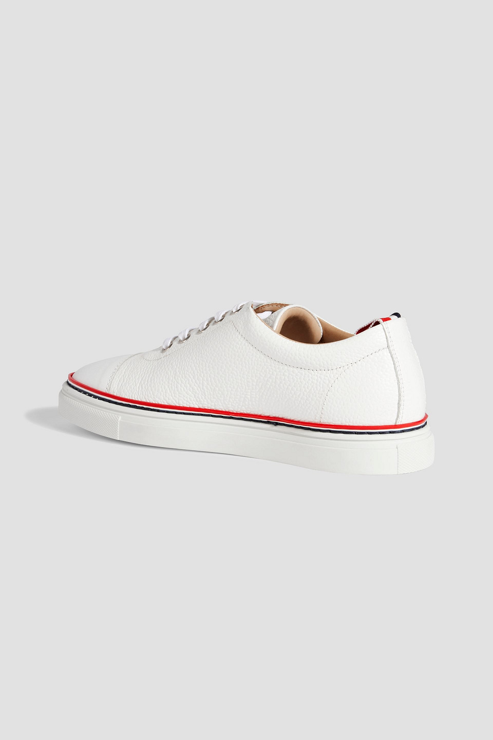 THOM BROWNE SMOOTH AND PEBBLED-LEATHER SNEAKERS