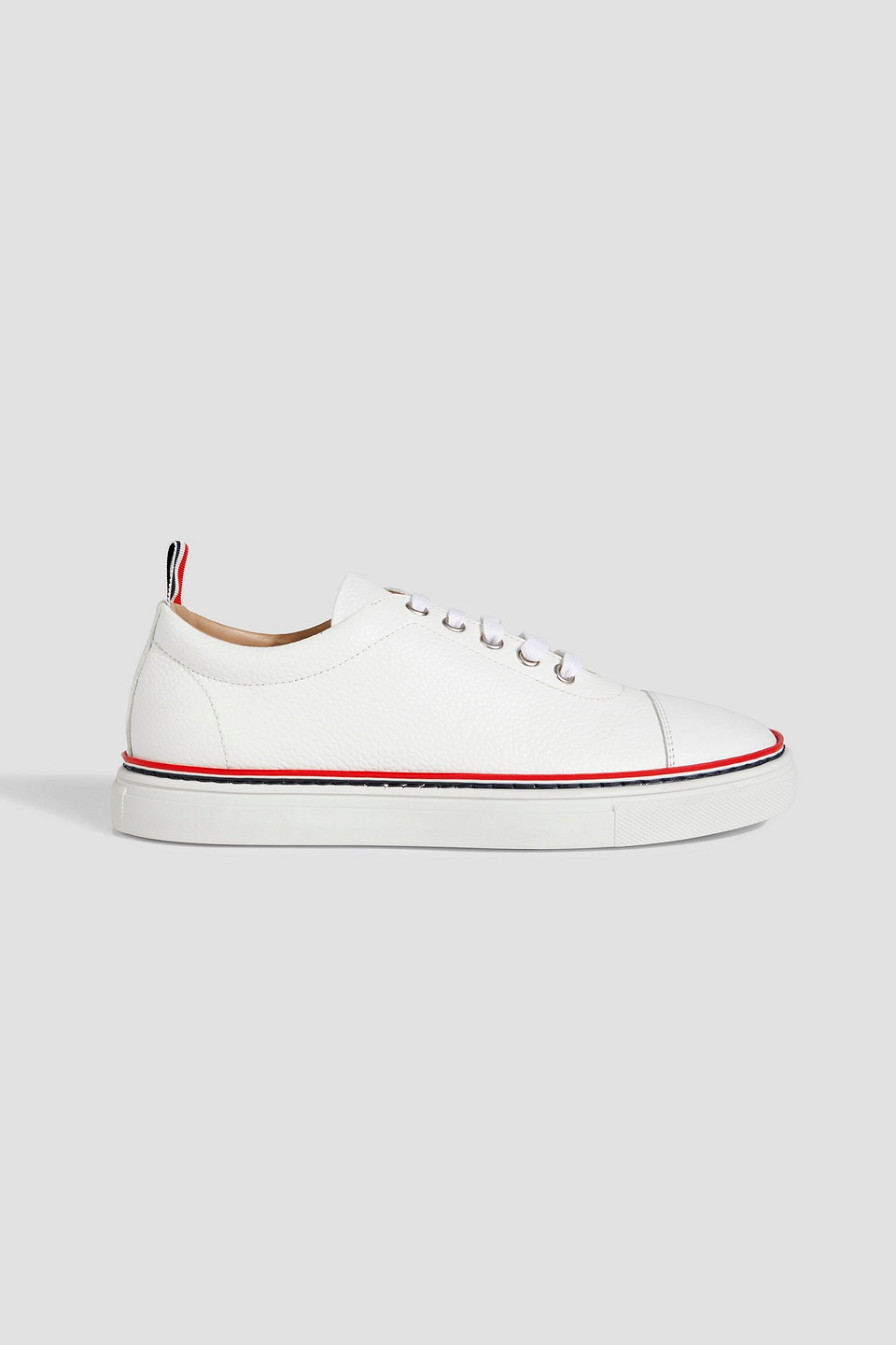 Thom Browne Smooth And Pebbled-leather Sneakers In White