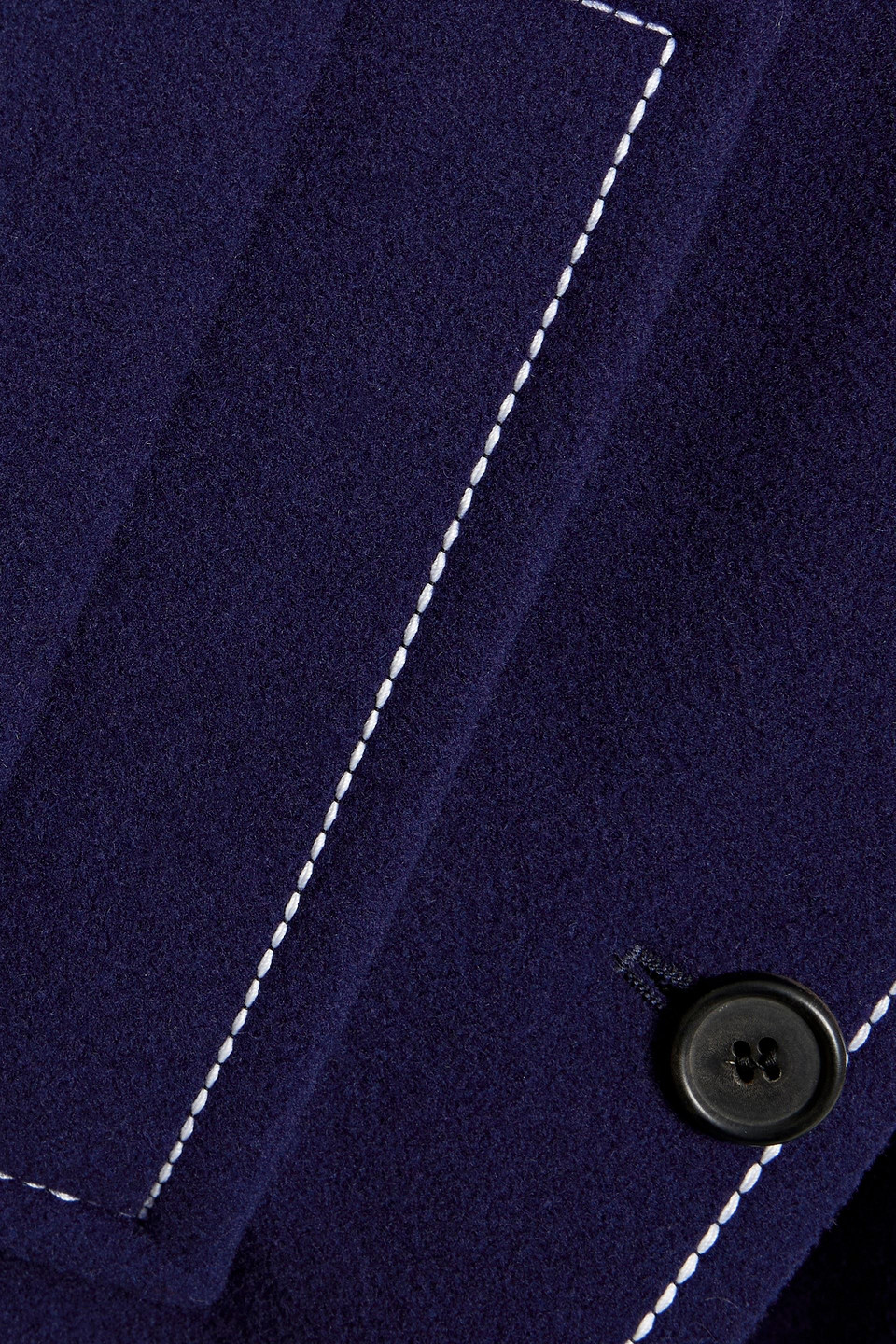 Marni Topstitched Wool-blend Felt Hooded Coat In Navy