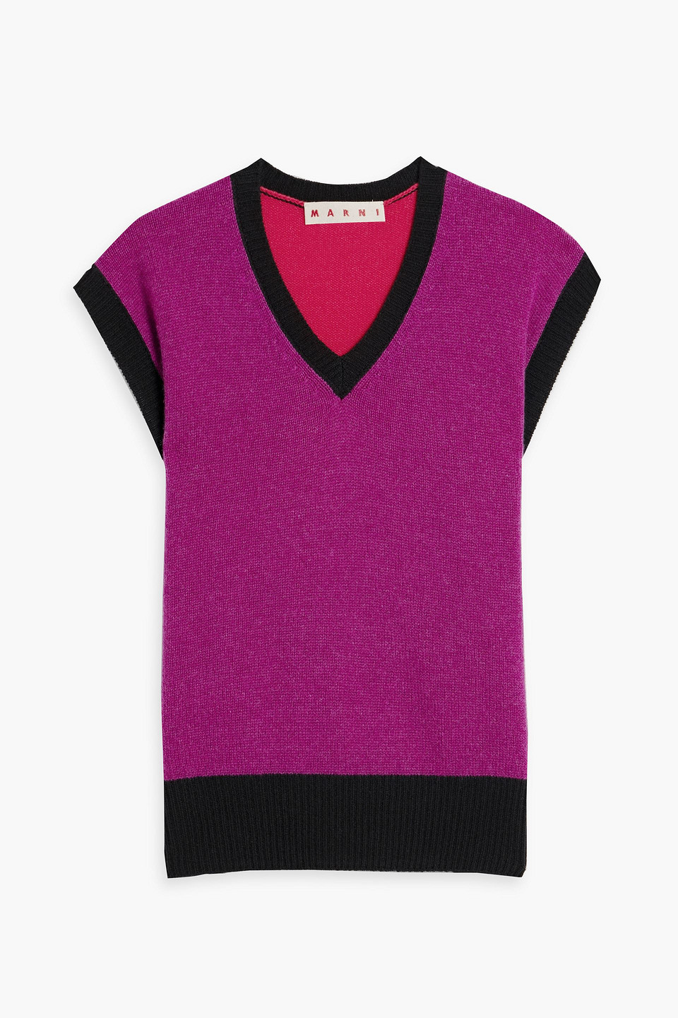 Marni Color-block Cashmere Vest In Violet