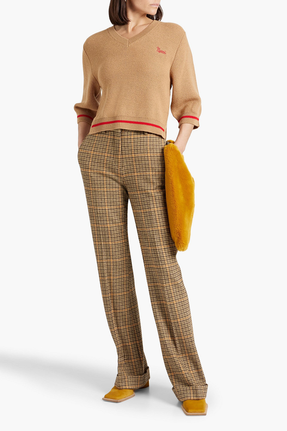 Shop Marni Embroidered Wool Sweater In Camel