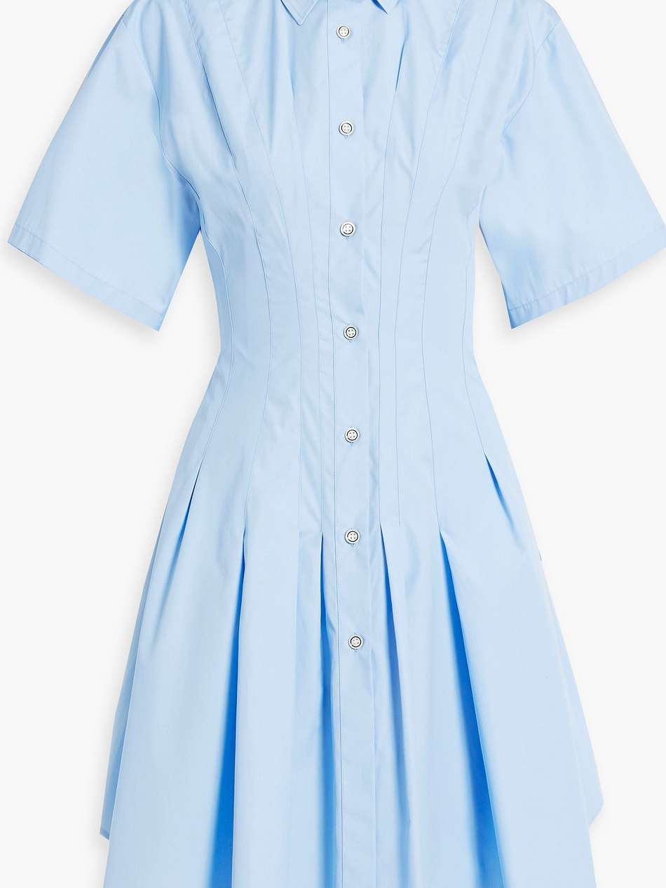 pleated cotton-poplin mini shirt dress