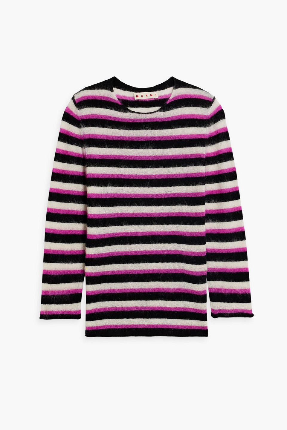 Marni Striped Wool And Mohair-blend Sweater In Magenta