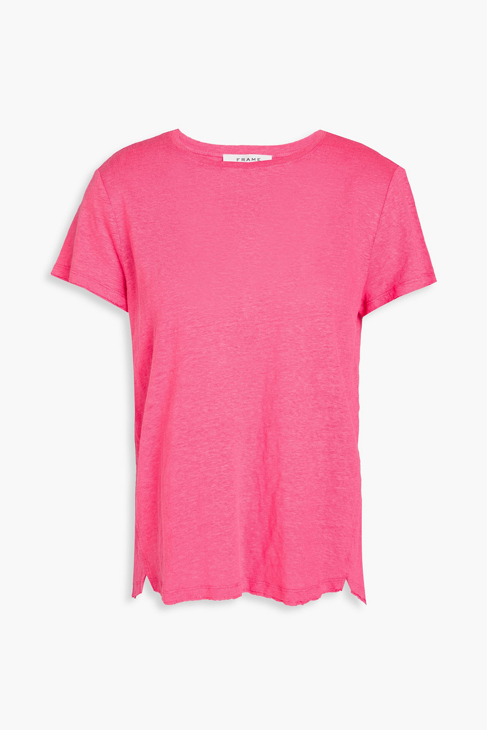 Shop Frame Easy True Linen-jersey T-shirt In Pink