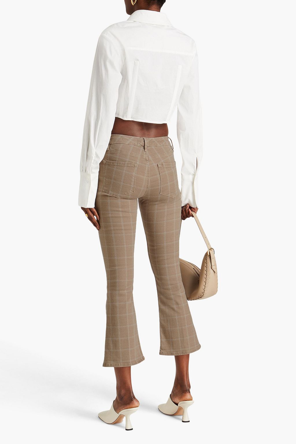 FRAME Checked cotton-blend twill bootcut pants