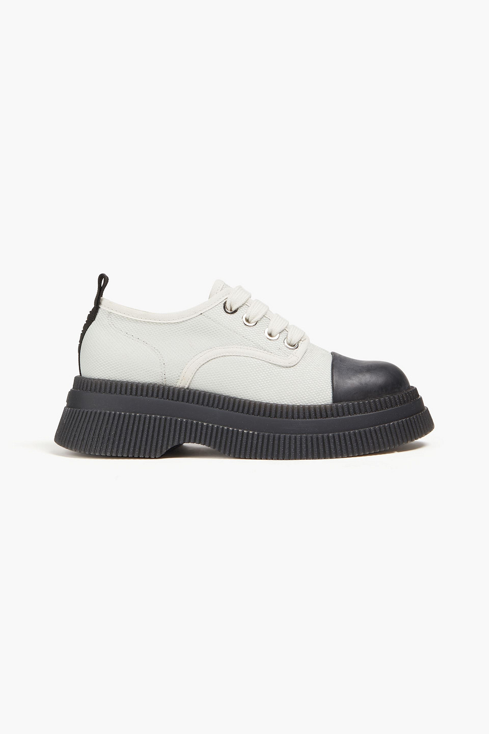 Ganni Rubber And Canvas Brogues In Light Gray