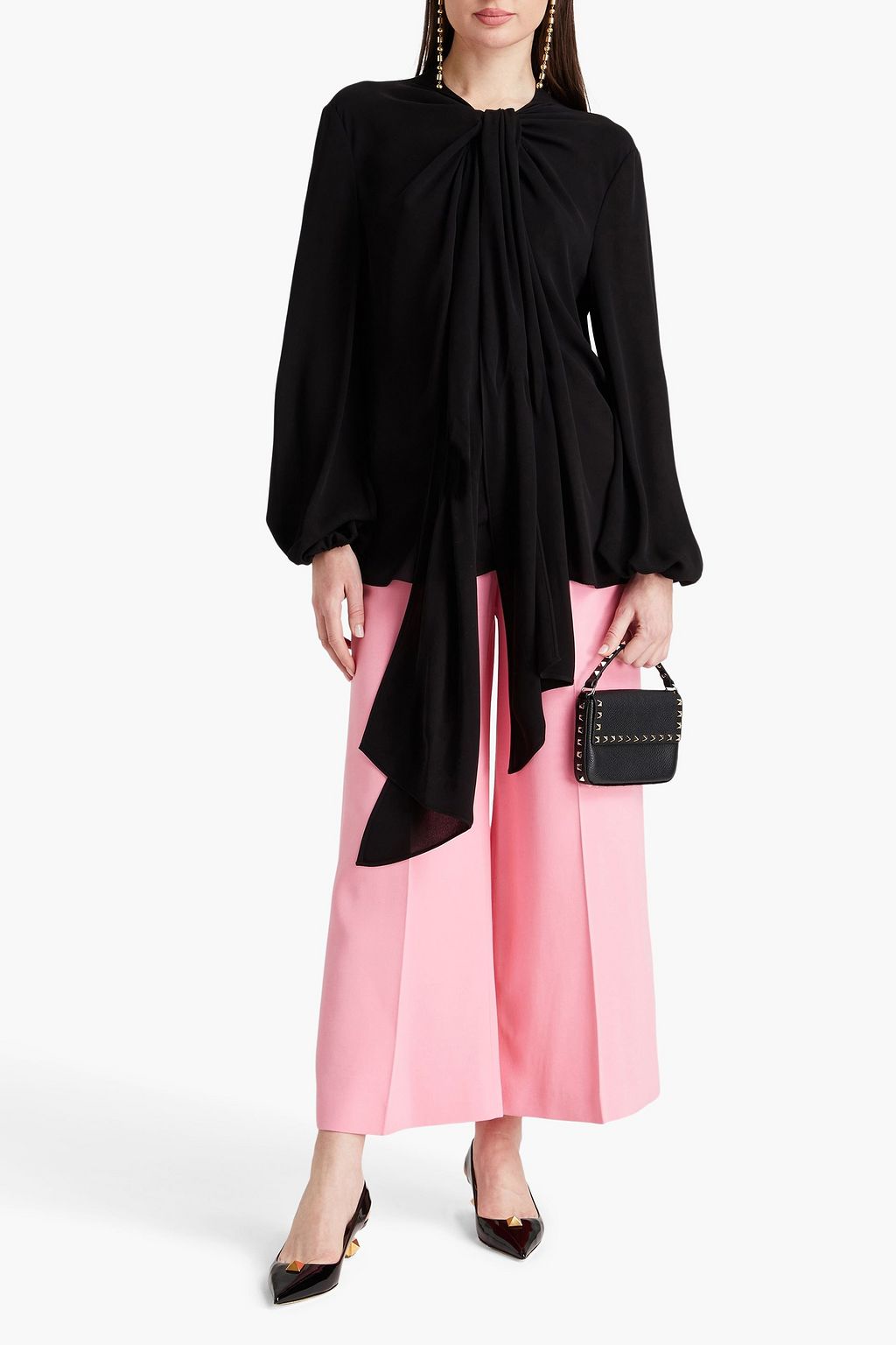 VALENTINO GARAVANI Pussy-bow silk-crepe blouse