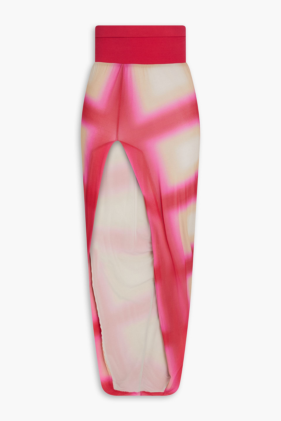 Rick Owens Printed Stretch-cupro Maxi Skirt In Fuchsia