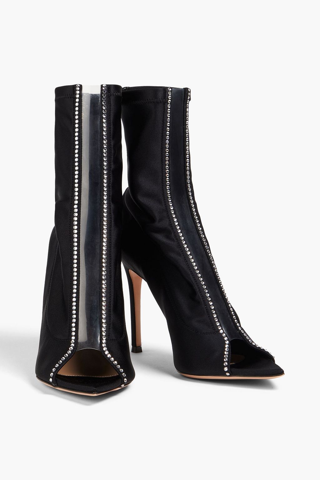 GIANVITO ROSSI Crystal-embellished PVC and satin ankle boots