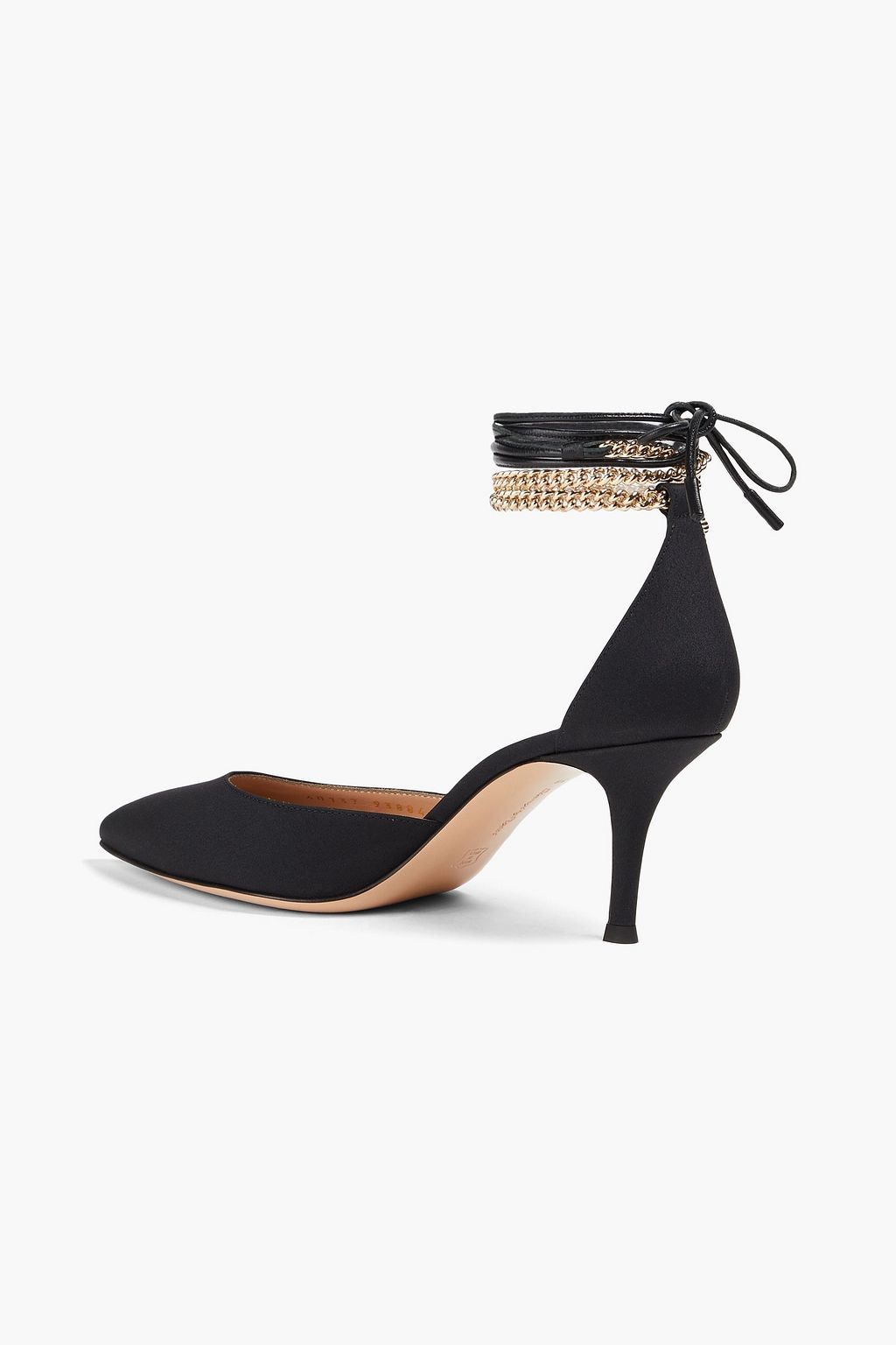 GIANVITO ROSSI 체인 장식 새틴 펌프스