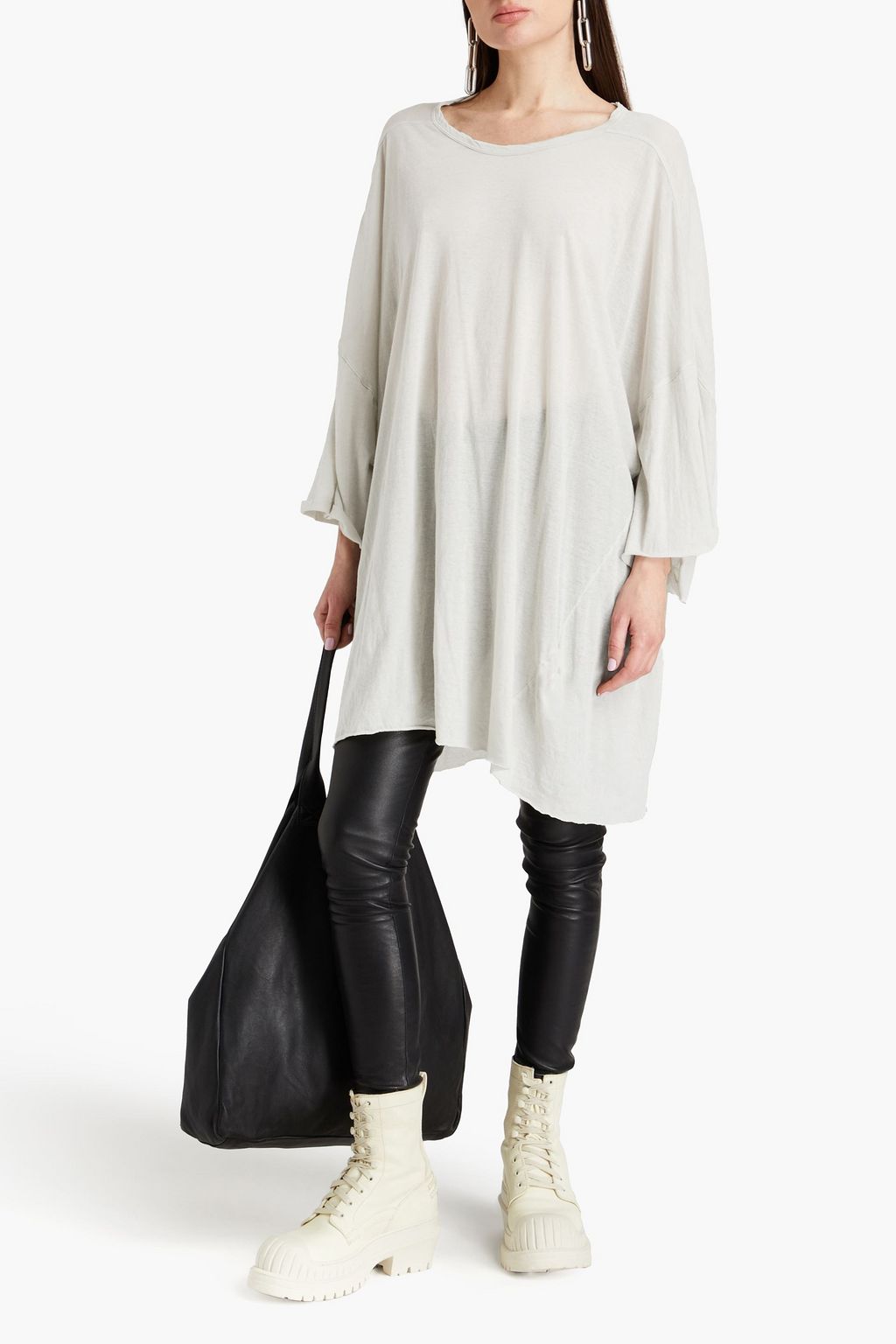 RICK OWENS Tunika aus Baumwoll-Jersey mit Flammgarneffekt