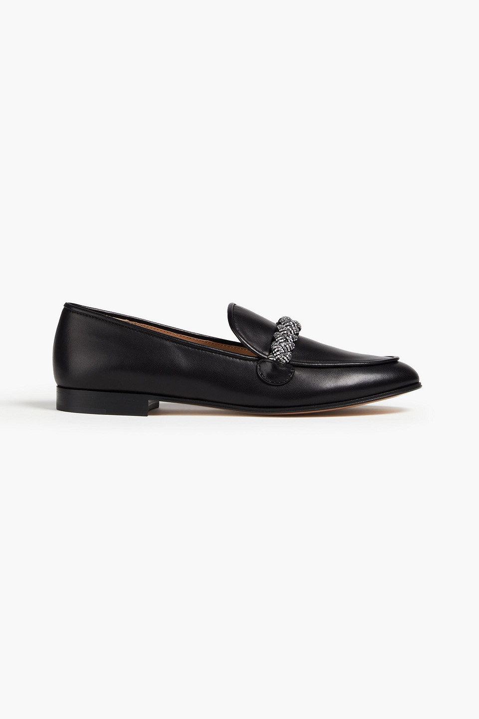 Gianvito Rossi Crystal-embellished Leather Loafers In Black