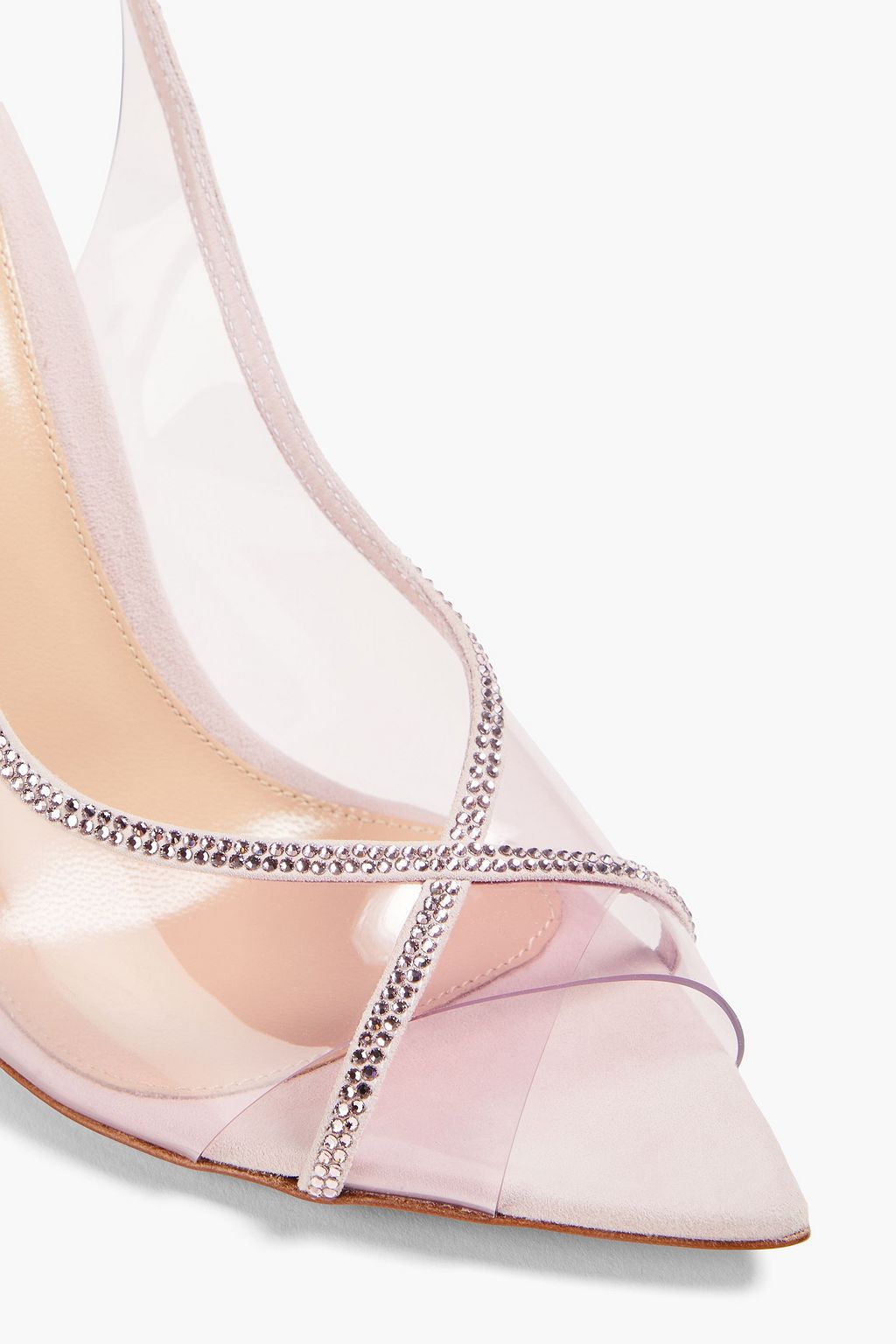 GIANVITO ROSSI スエード&PVC パンプス クリスタル付き