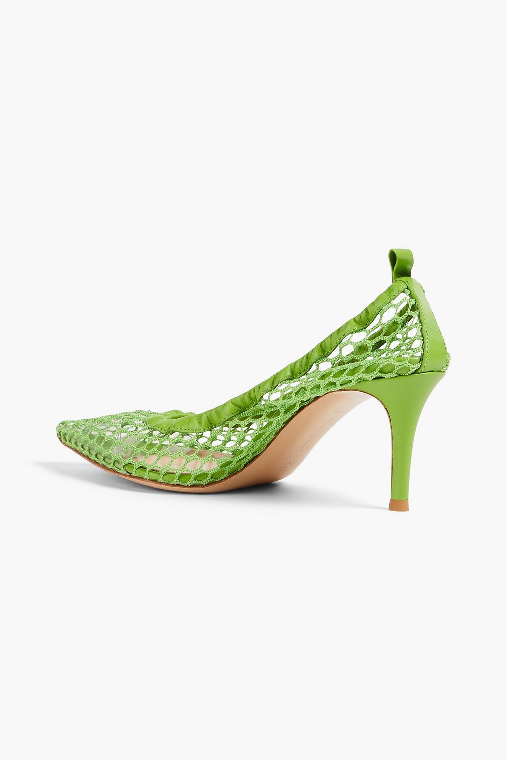 GIANVITO ROSSI Leather-trimmed fishnet pumps