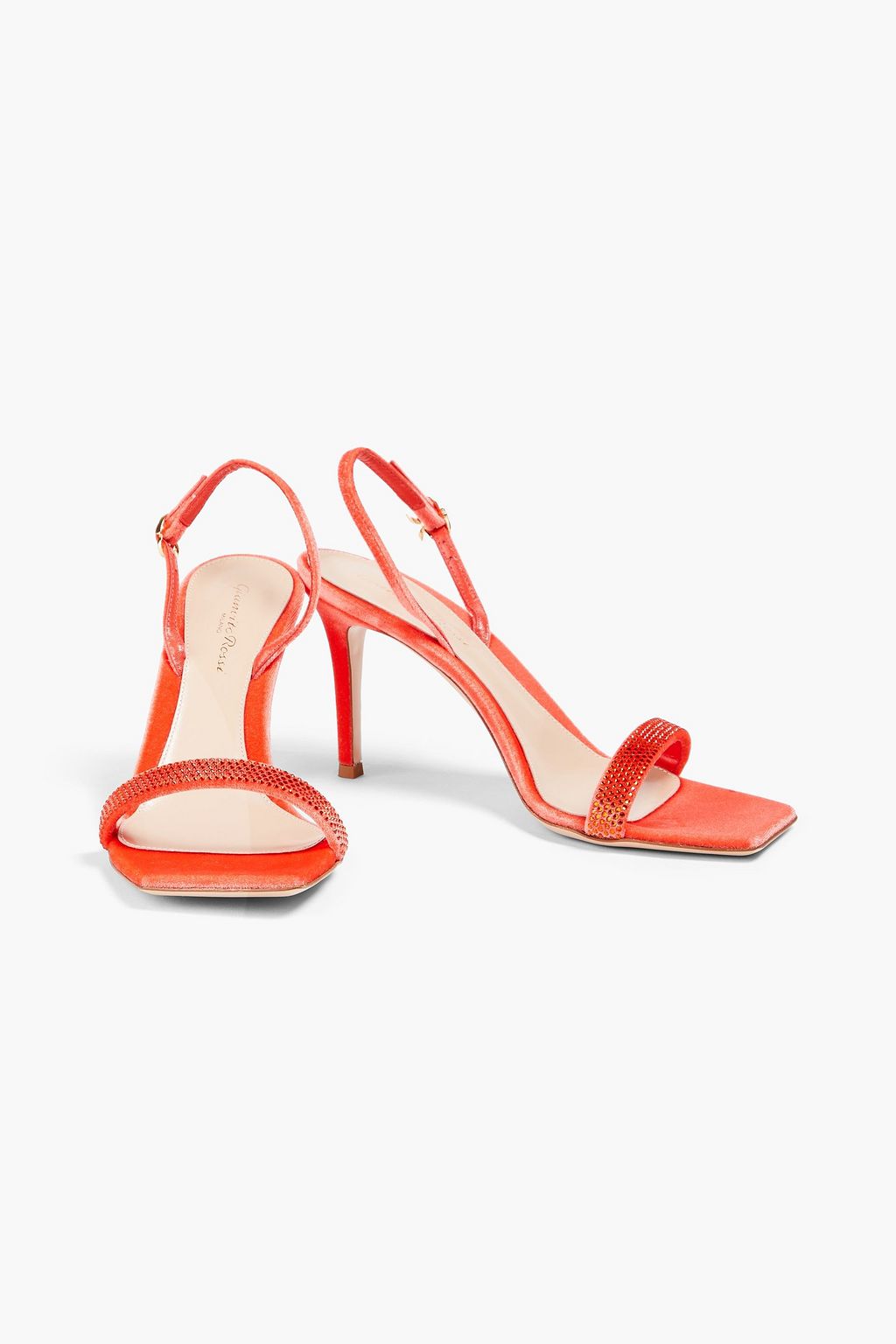 GIANVITO ROSSI Britney 85 crystal-embellished chenille slingback sandals