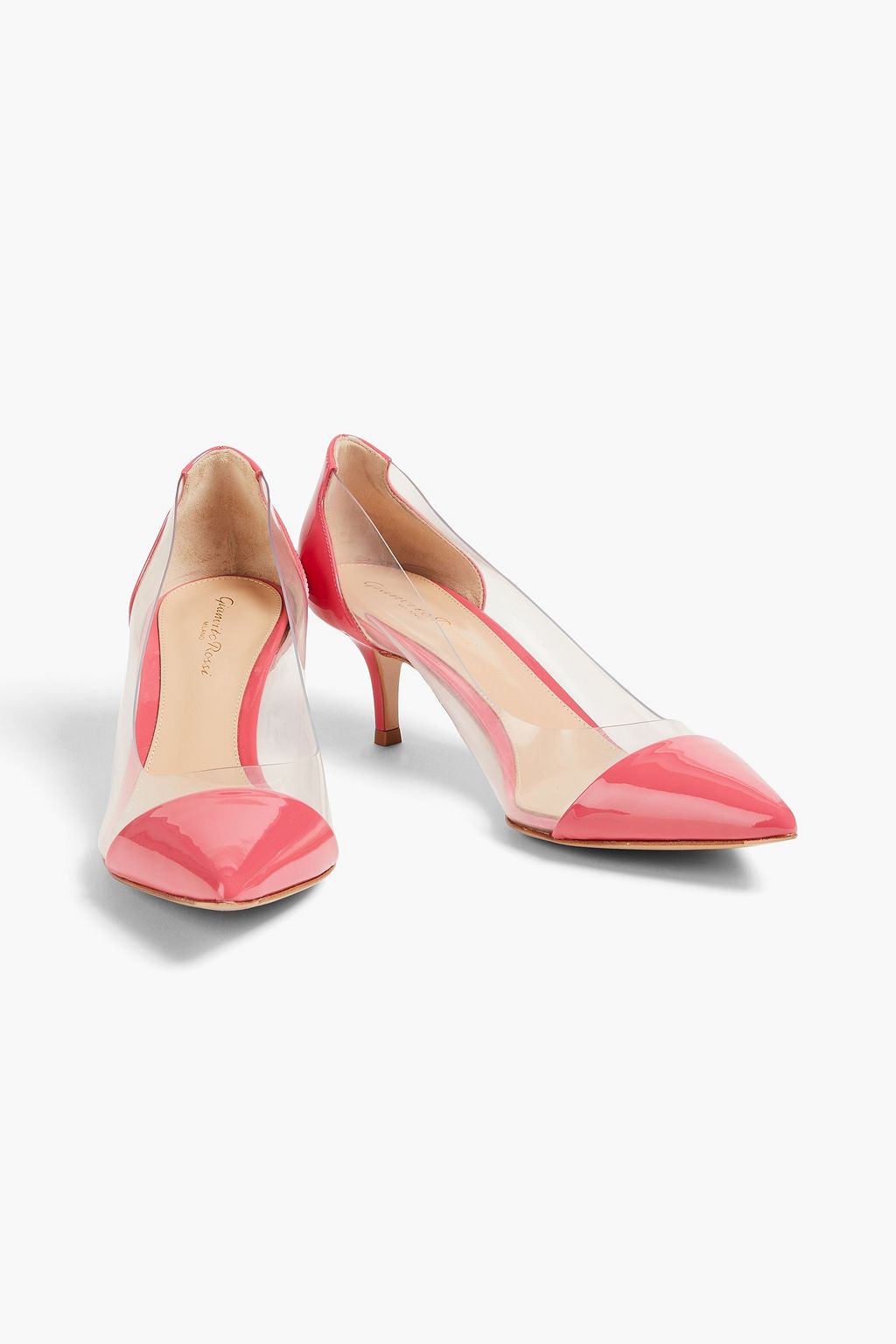 GIANVITO ROSSI Plexi 55 PVC and patent-leather pumps