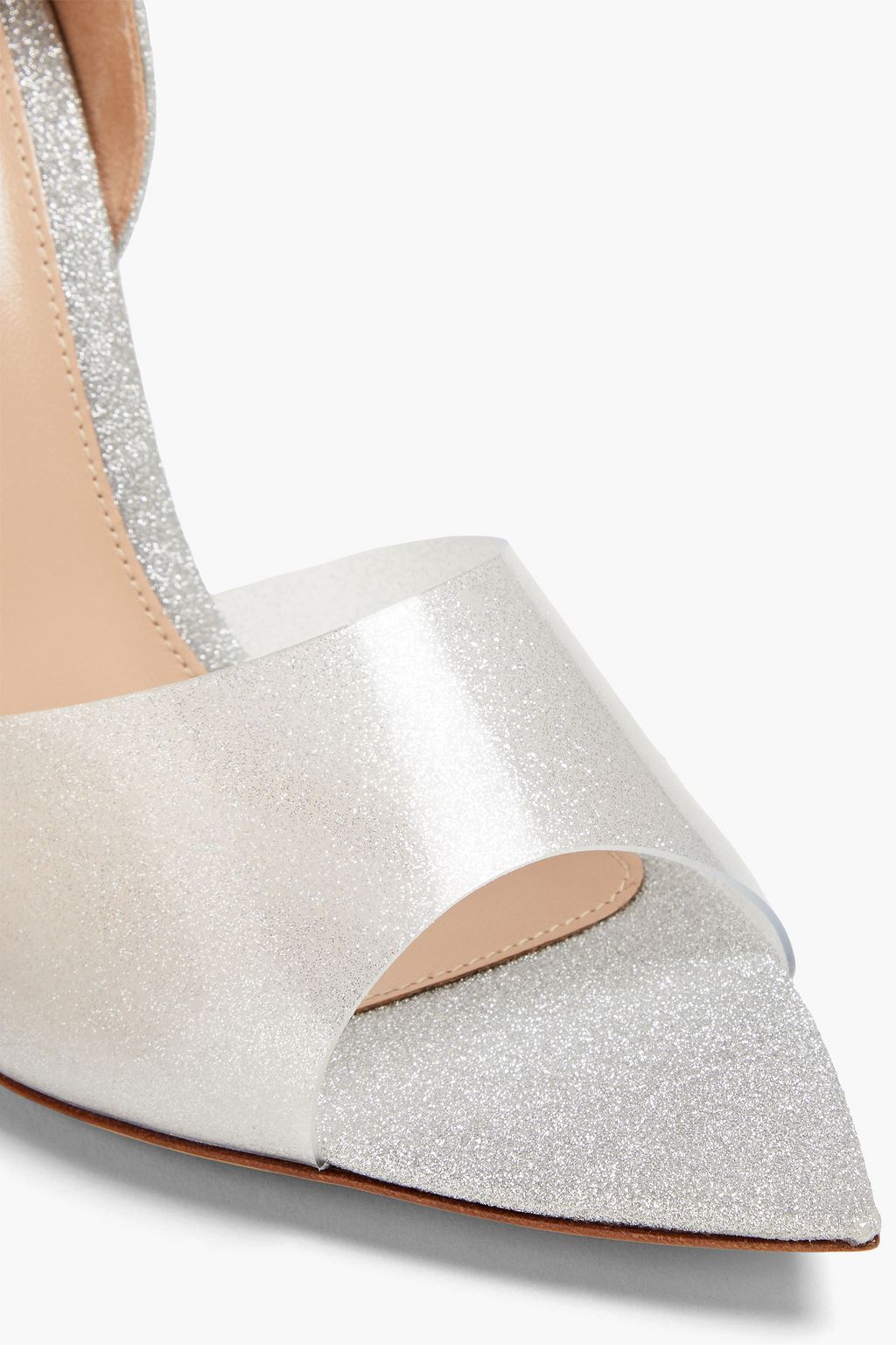 GIANVITO ROSSI Bree glittered woven and PVC pumps
