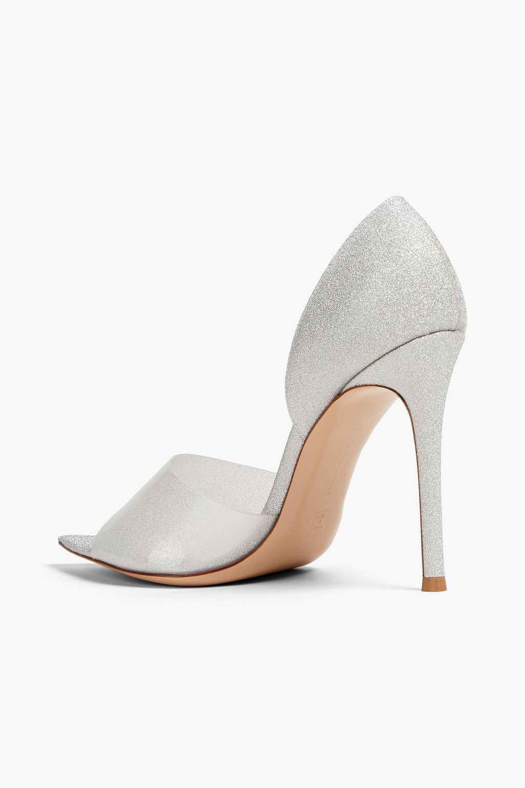 GIANVITO ROSSI Bree glittered woven and PVC pumps