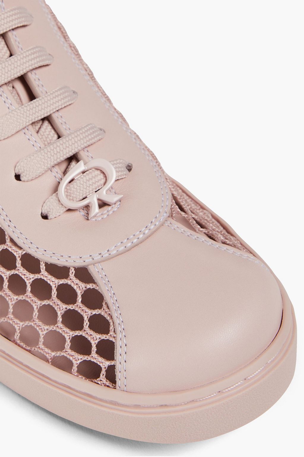 GIANVITO ROSSI Helena fishnet and leather sneakers