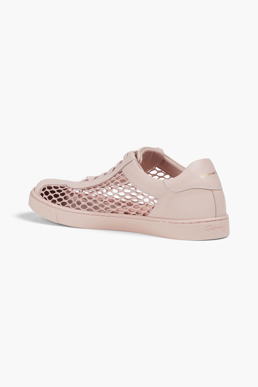 GIANVITO ROSSI Helena fishnet and leather sneakers
