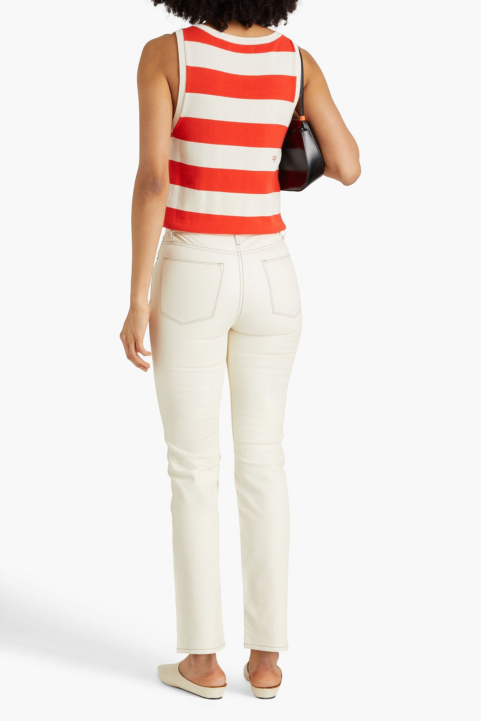FRAME LE SUPER HIGH STRAIGHT LEATHER STRAIGHT-LEG PANTS 