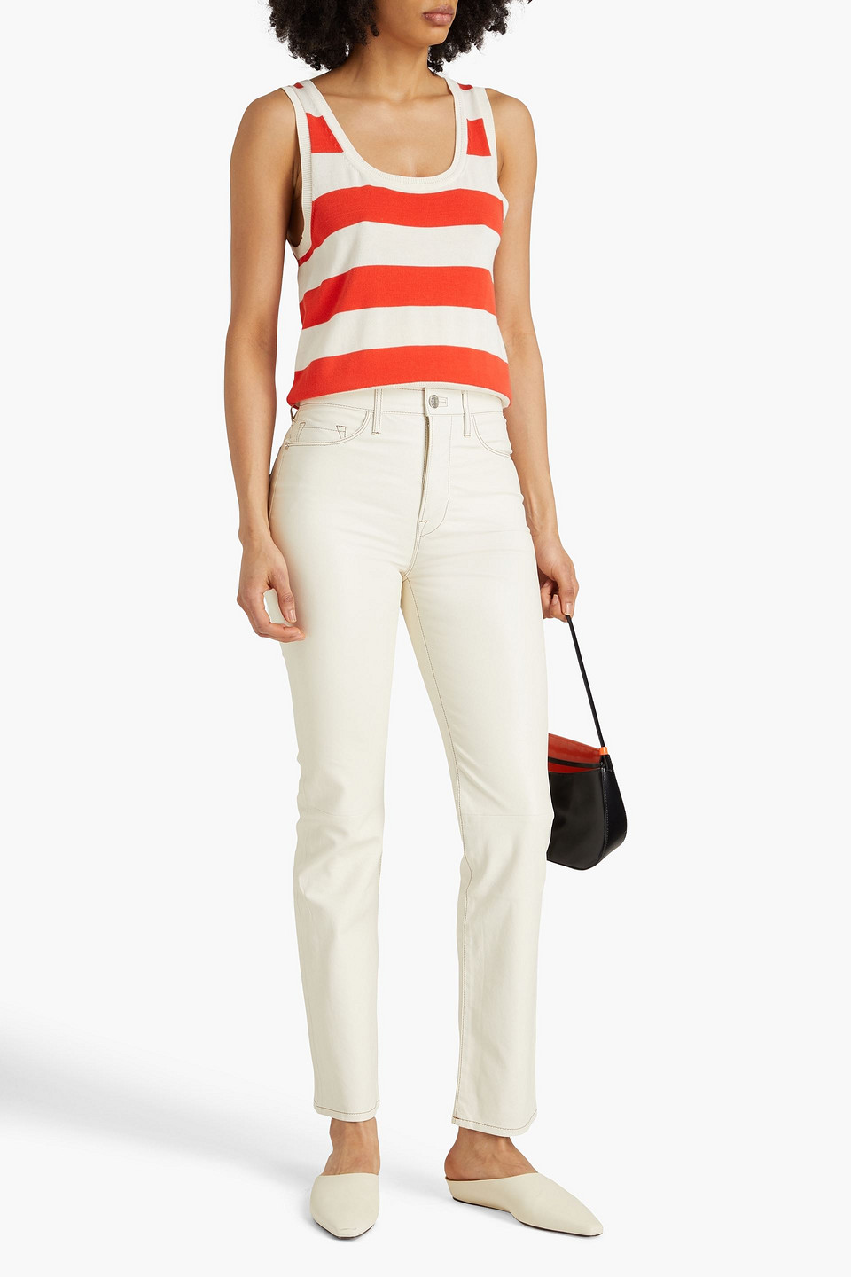 FRAME LE SUPER HIGH STRAIGHT LEATHER STRAIGHT-LEG PANTS 