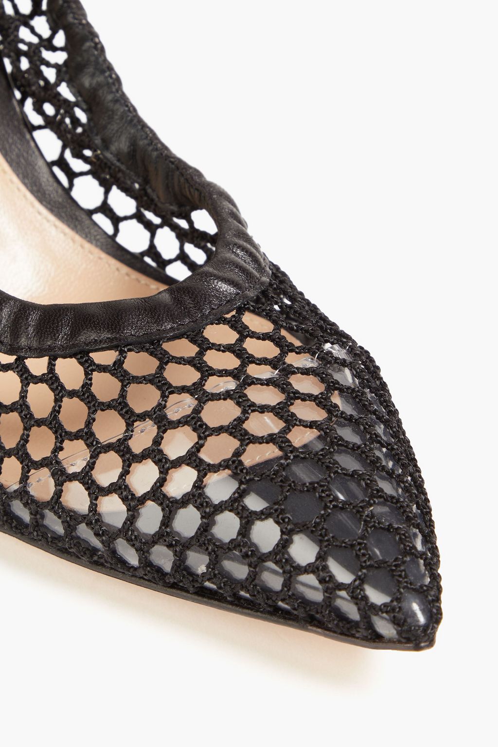 GIANVITO ROSSI フィッシュネット パンプス レザートリム