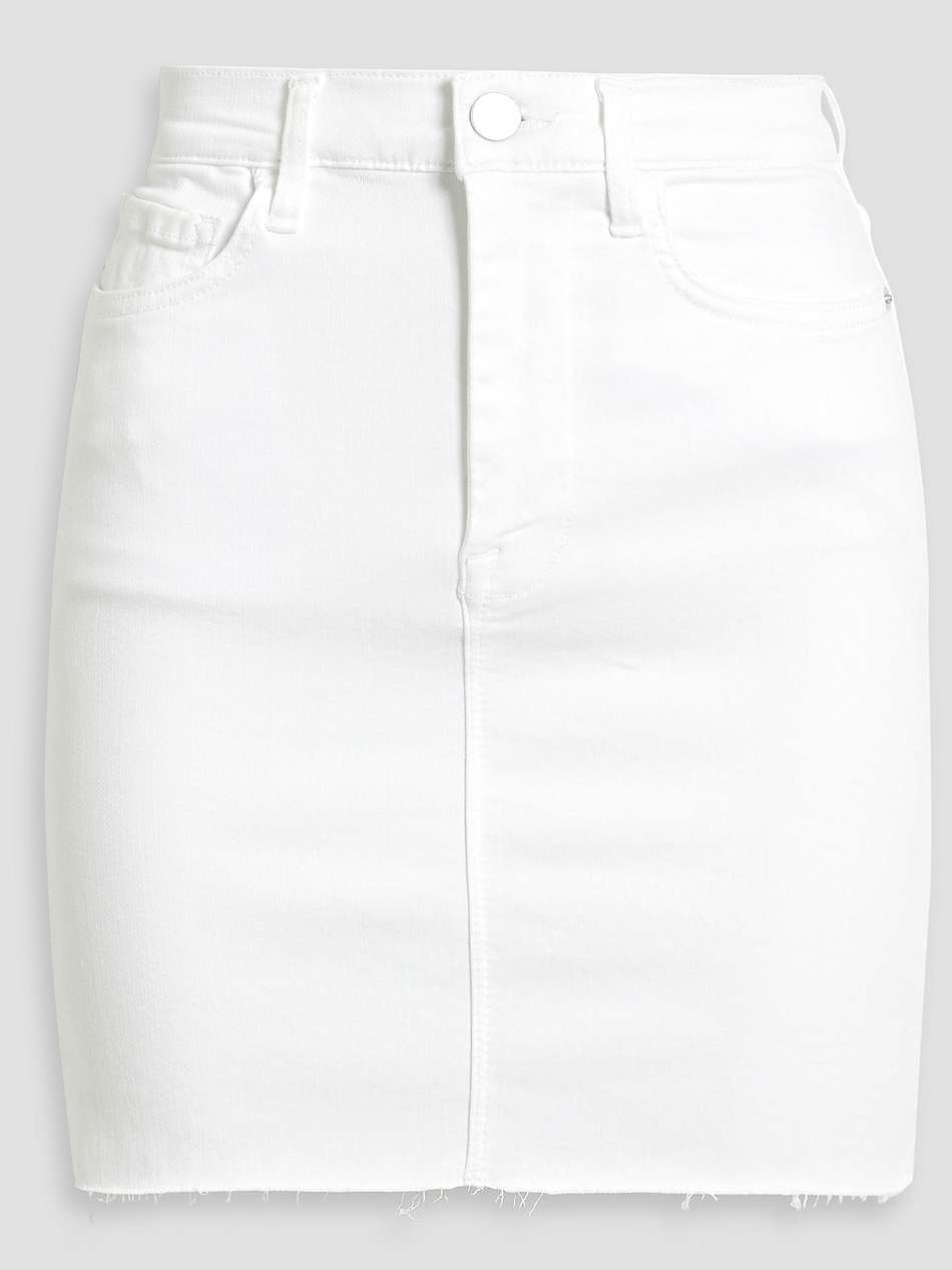 frayed denim mini skirt