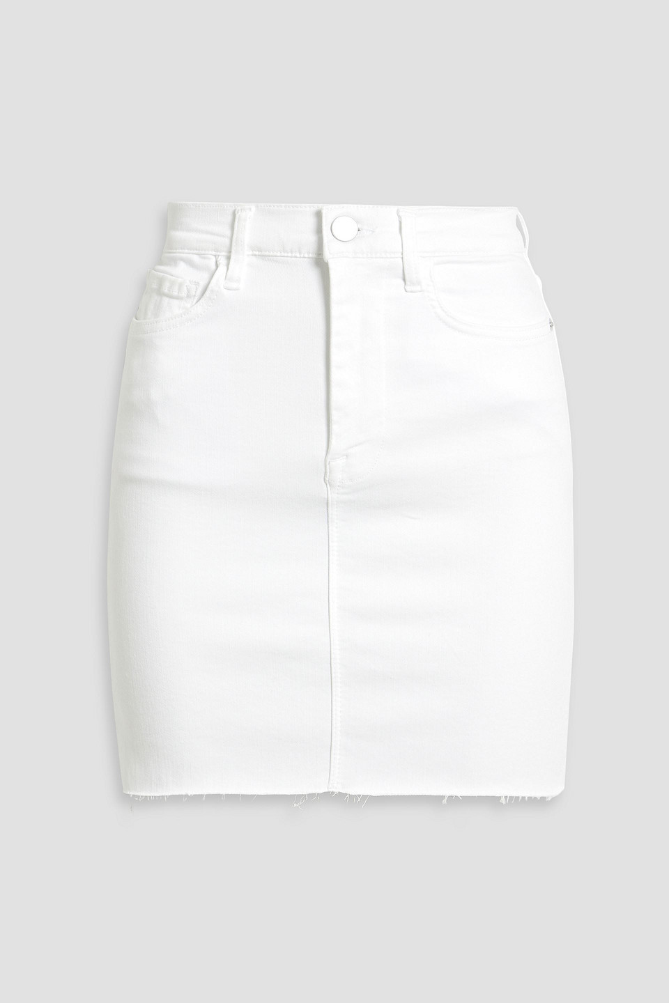 Frame Frayed Denim Mini Skirt In White