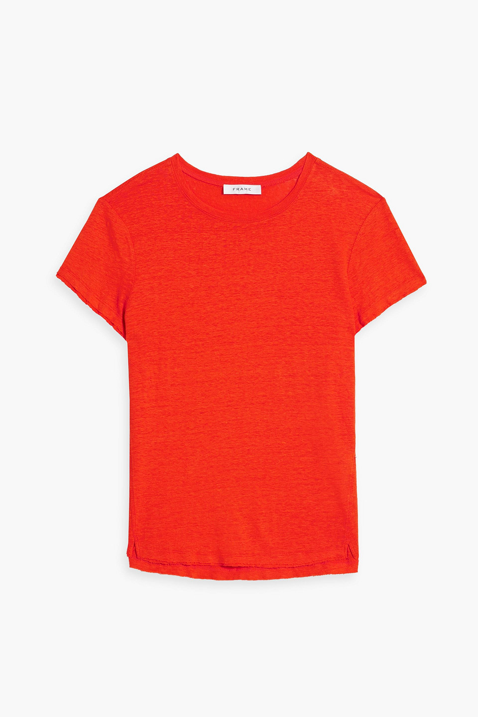 Shop Frame Easy True Linen-jersey T-shirt In Papaya