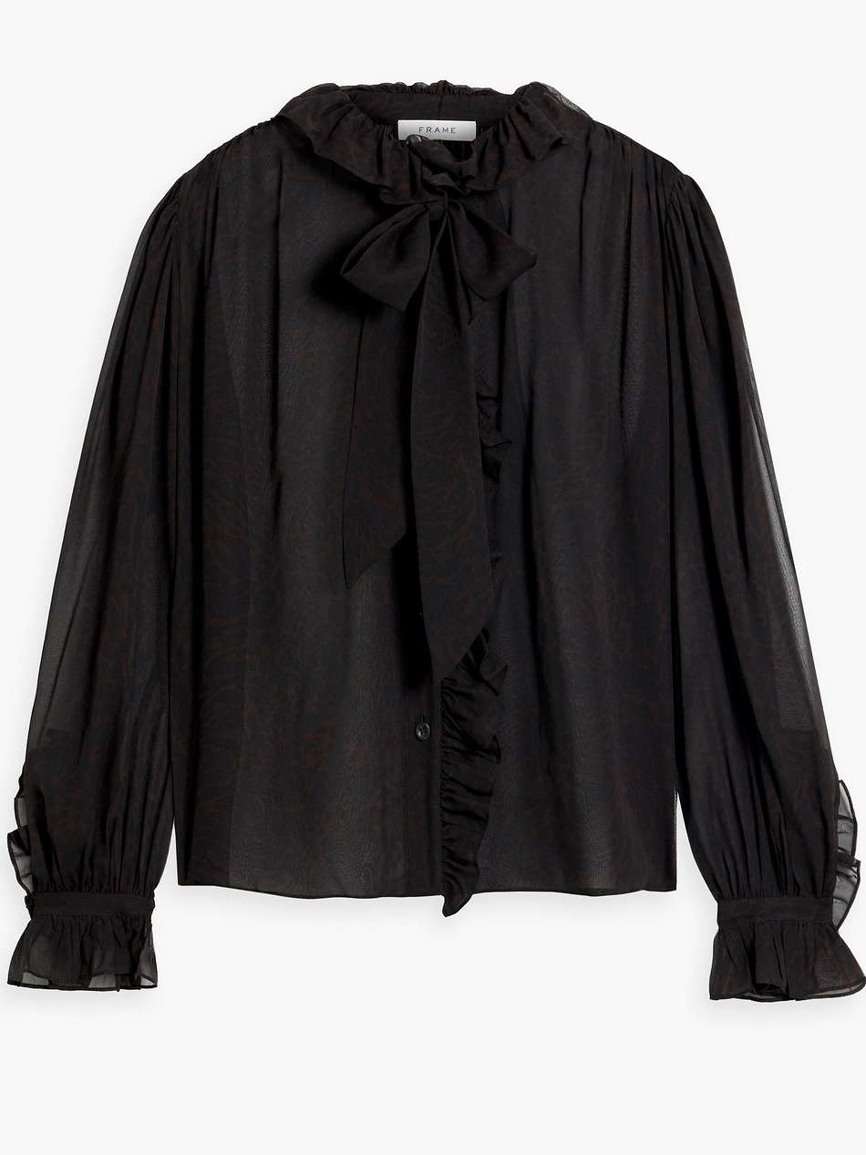ruffled silk-chiffon blouse