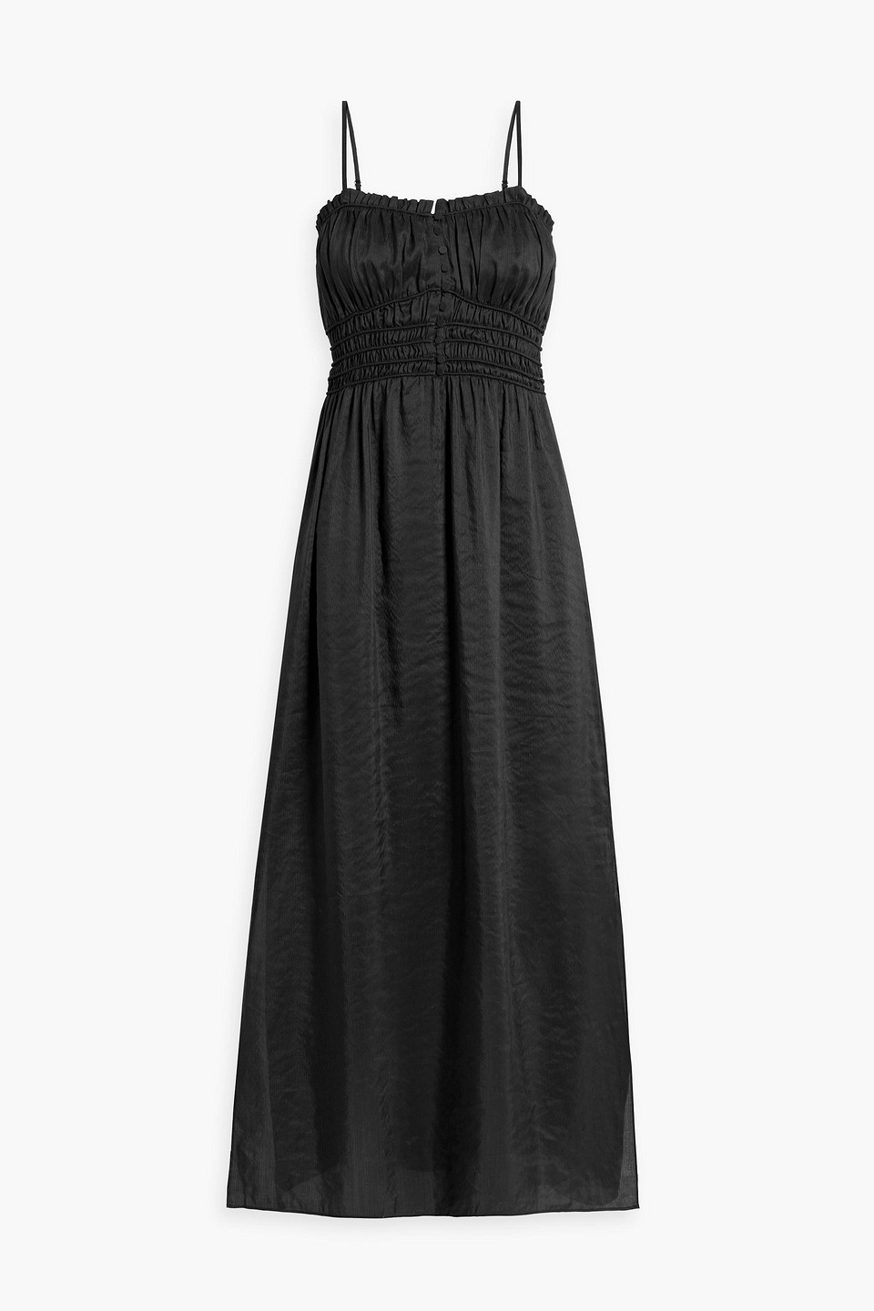 Shop Frame Ramie And Silk-blend Jacquard Maxi Slip Dress In Black