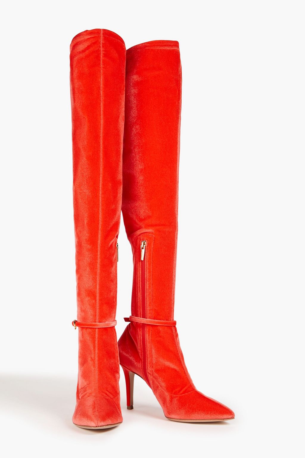 GIANVITO ROSSI بوت بطول أعلى الركبة من المخمل المطاط