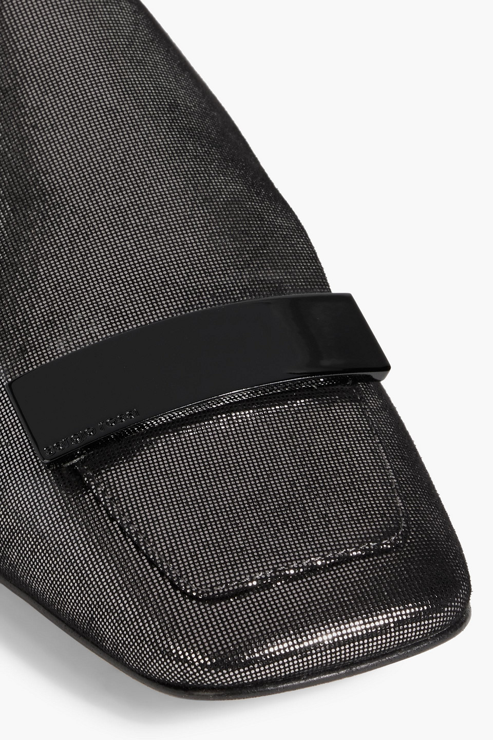 Sergio Rossi Sr1 05 Embellished Metallic Suede Collapsible-heel Loafers In Black