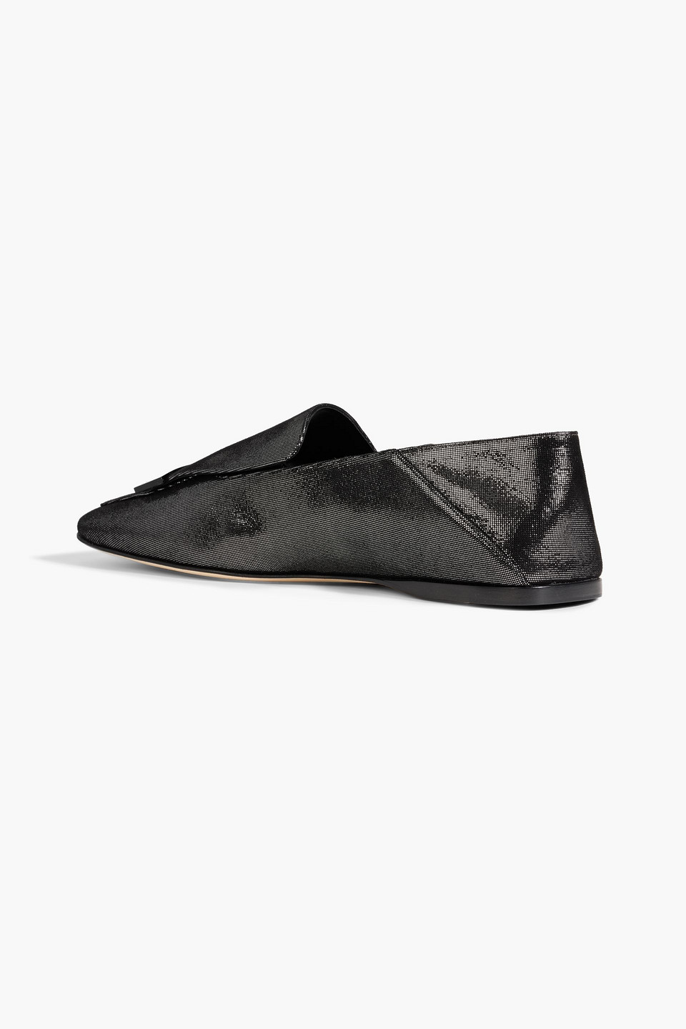 Sergio Rossi Sr1 05 Embellished Metallic Suede Collapsible-heel Loafers In Black
