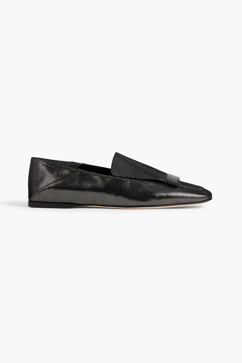 Sergio Rossi Sr1 05 Embellished Metallic Suede Collapsible-heel Loafers In Black