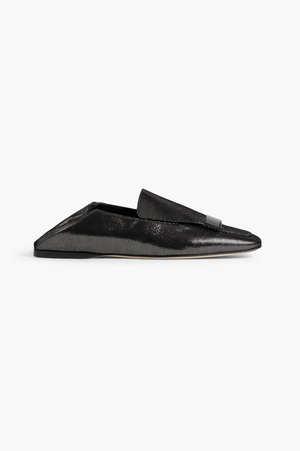 Sergio Rossi Sr1 05 Embellished Metallic Suede Collapsible-heel Loafers In Black