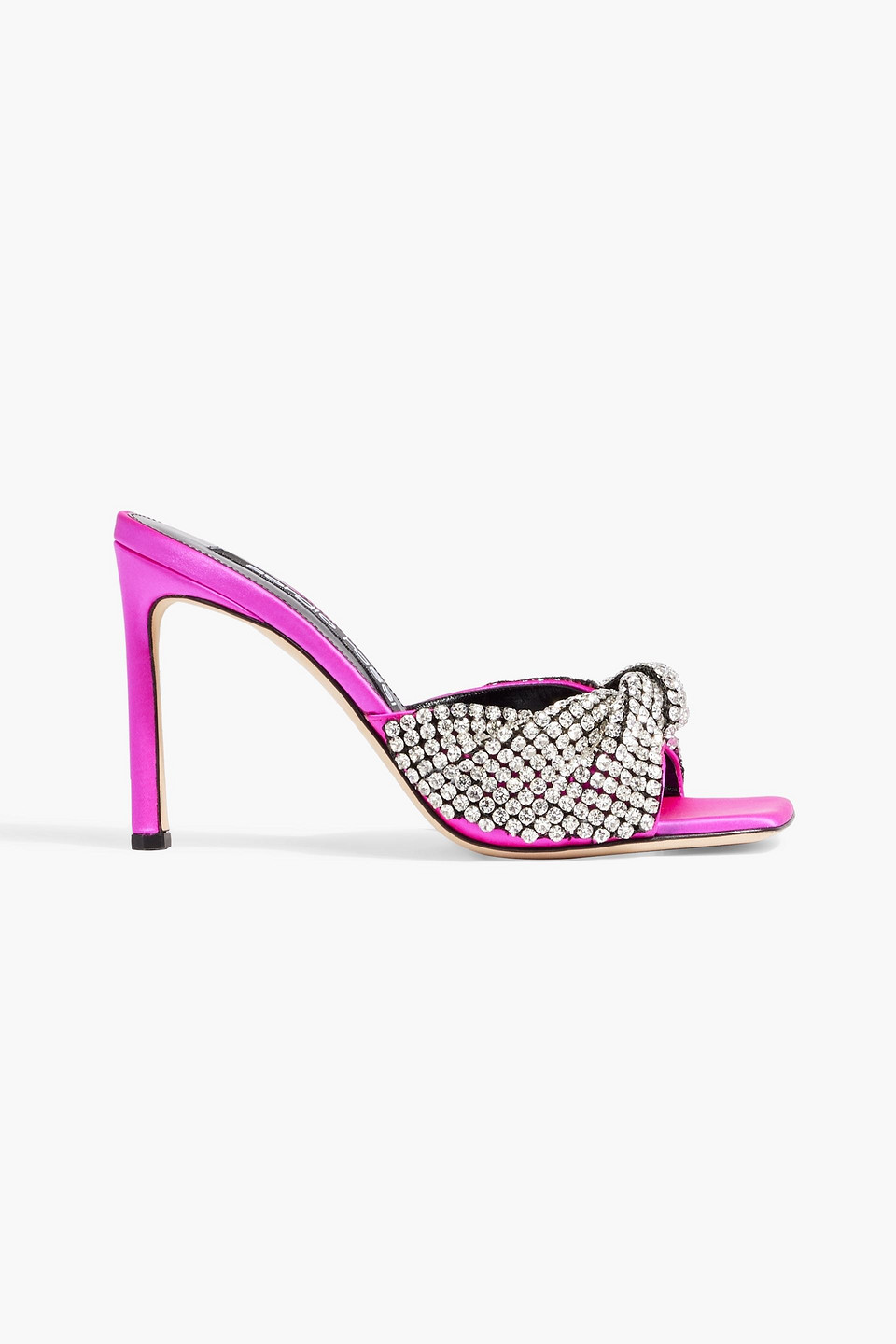 Sergio Rossi Sr Tyra 95 Crystal-embellished Satin Mules In Bright Pink