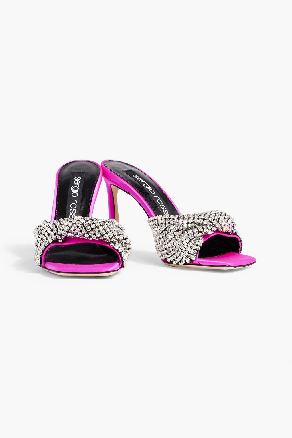 SERGIO ROSSI sr Tyra 95 crystal-embellished satin mules