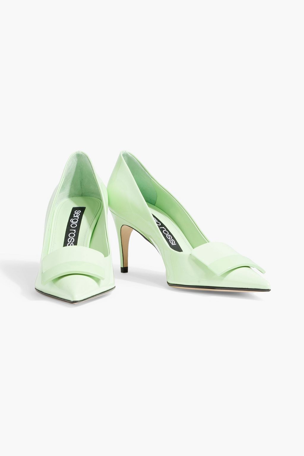 SERGIO ROSSI Embellished patent-leather pumps
