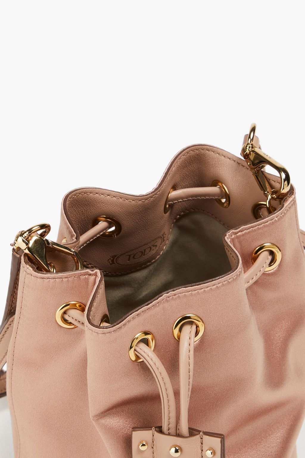 TOD'S حقيبة باكيت من الساتان بحواف من الجلد